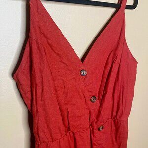 Burnt Orange Cottage Core Linen Summer Dress